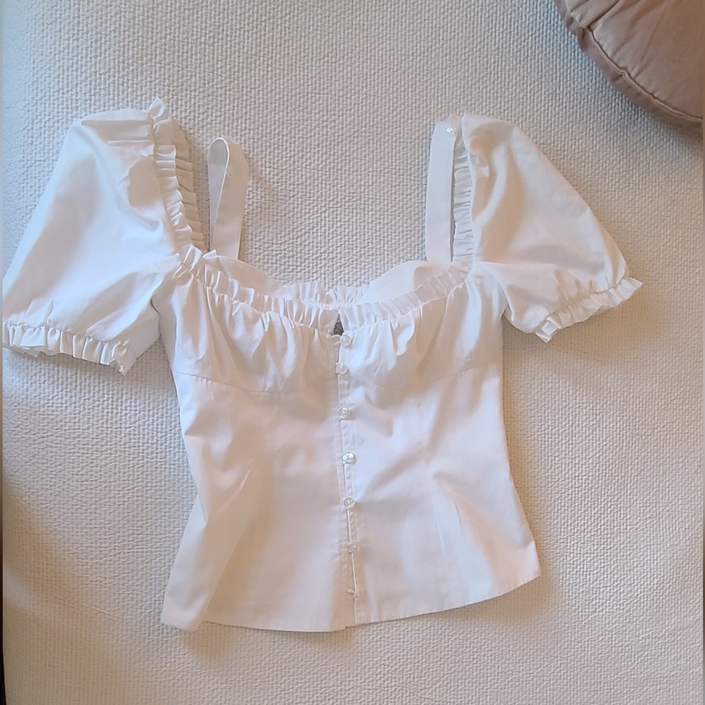 Rosie Assoulin white top / blouse from Le garden Collection Size 2 - Picture 2 of 11